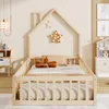 A child's bedroom with a wooden house-shaped bed. Náhľad obrázku produktu