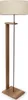 A floor lamp with a beige rectangular shade and a wooden base and stem. Produktbild-Vorschau