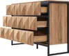 A modern sideboard with a black metal frame and wooden drawers. Anteprima dell’immagine prodotto