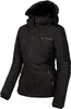 A black women's ski jacket with a fur-lined hood. Voir les images du produit