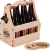 Relaxdays Bierträger aus Holz, mit Flaschenöffner & Produktbild-Vorschau 1