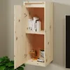 A wooden wall cabinet with its door open, showing two shelves with books and decorative items. Produktbild-Vorschau