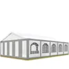 A long, white and gray party tent is shown from the side against a white background. Produktbild-Vorschau