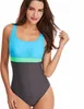 Damen 1 Stück Badeanzug Sport lebendige Farbe Blockieren Produktbild-Vorschau 6