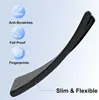 A black phone case is shown with icons and text highlighting its features. Produktbild-Vorschau
