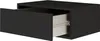 A black floating nightstand with one drawer partially open, revealing its metal drawer slides. Voir les images du produit
