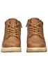 A pair of brown lace-up boots shown from the front. Produktbild-Vorschau