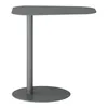 A gray metal side table with a round base and a rectangular top. Anteprima dell’immagine prodotto