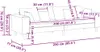 A line drawing of a sofa with dimensions indicated by measurement lines and text. Produktbild-Vorschau