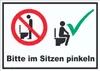 Bitte im Sitzen pinkeln Aufkleber A8 (52x74mm) Produktbild-Vorschau 1