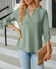 ASKSA Damen Bluse V-Ausschnitt Einfarbig Oberteile Elegant Produktbild-Vorschau 2