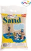 A bag of sand for children's play, with children playing in sandpits depicted on the packaging. Produktbild-Vorschau