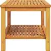 A wooden side table with two shelves, shown from the front. Podgląd zdjęcia produktu