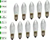 A collection of small, clear light bulbs with ribbed glass and metal bases, arranged in two rows against a white background. Text labels are present on the left side of the image. Produktbild-Vorschau