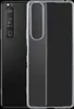 A black Sony Xperia 1 III smartphone is shown next to a transparent phone case. Produktbild-Vorschau