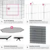 Diagrams illustrating features of a pet enclosure. Produktbild-Vorschau