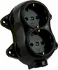 A black, vintage-style, double electrical socket. Anteprima dell’immagine prodotto