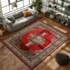 A living room with a sofa, rug, and shelving unit. Produktbild-Vorschau