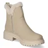 A single beige winter boot with a faux fur lining and a thick lug sole is shown against a white background. Voir les images du produit