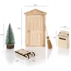 A collection of miniature Christmas-themed decorative items, including a door, tree, broom, mailbox, and sled, with dimensions indicated. Produktbild-Vorschau
