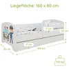 Detská posteľ 80x160 cm s matracom a zásuvkou, ochranou Náhľad obrázku produktu 11