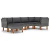 vidaXL 6 tlg. Garten Lounge Set mit Kissen Poly Rattan Grau Produktbild-Vorschau 3