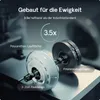 Close-up view of office chair casters with text overlays highlighting features. Podgląd zdjęcia produktu