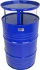 A blue barrel-shaped table with a top shelf. Produktbild-Vorschau