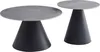 Two modern conical side tables with marble-like grey tops and black bases, displayed against a white background. Produktbild-Vorschau