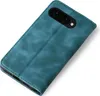 A teal flip cover case for a Google Pixel 9a phone, shown from a diagonal top-down view. Produktbild-Vorschau