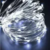 A close-up shot of a coiled string of white LED lights on a silver wire. Náhled obrázku produktu