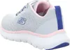 A side view of a gray Skechers sneaker with pink and blue accents. Náhled obrázku produktu
