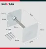 A diagram of a metal post anchor with dimensions and screws. Náhled obrázku produktu