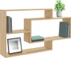 A wooden wall shelf with books, a framed picture, and a potted plant. Náhľad obrázku produktu