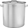 A stainless steel stockpot with a lid. Produktbild-Vorschau