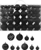 A set of black Christmas ornaments in a clear plastic box, with a separate display of individual ornaments below. Náhľad obrázku produktu