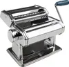 A stainless steel pasta maker with a blue handle sits on a white background. Anteprima dell’immagine prodotto