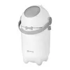 A white diaper pail with a gray lid and handle, featuring a small gray bow tie detail. Produktbild-Vorschau