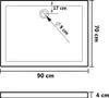 A technical drawing of a shower tray with dimensions indicated. Anteprima dell’immagine prodotto