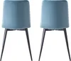 Two light blue velvet chairs with black metal legs are shown from the back against a white background. Anteprima dell’immagine prodotto