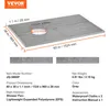 A diagram of a shower pan with dimensions and product information. Voir les images du produit