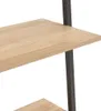 Close-up of a ladder shelf with light brown wooden shelves and dark gray metal supports. Produktbild-Vorschau