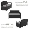 tectake® Rattan-Gartenbank, 2-Sitzer, wetterfest, Stauraum Produktbild-Vorschau 3