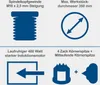 Diagrams and text describing features of a woodworking machine. Produktbild-Vorschau