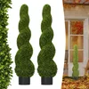 UISEBRT Set de 2 Buis Artificiels Spiralés 120cm en pot - Voir les images du produit 1