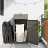 A storage cabinet on a balcony with folded chairs next to it. Anteprima dell’immagine prodotto