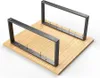 Two metal table legs are shown attached to a wooden board. Produktbild-Vorschau