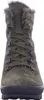 Front view of a green suede boot with fur trim and black laces. Produktbild-Vorschau