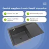 ANW HOME lavello cucina 78x50 cm destro topmount Graphite Anteprima dell’immagine prodotto 3