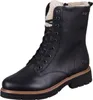 A black leather lace-up boot with a faux fur lining. Náhled obrázku produktu